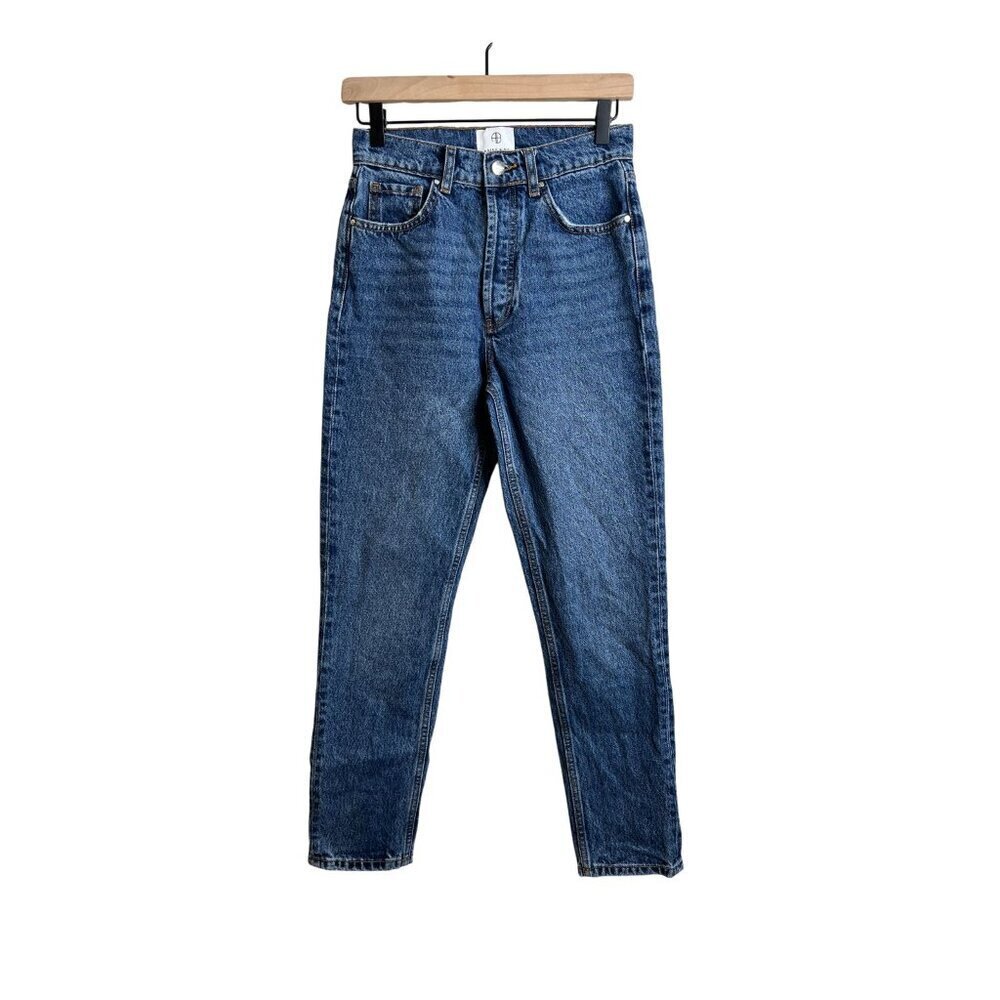 Anine Bing Sonya Jeans Indigo Blue Size 26 Button Fly Straight Leg
